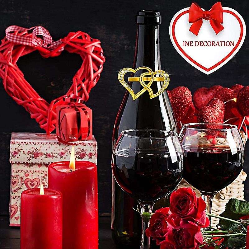 12pcs Valentine Napkin Ring Buckle Holder Heart Love Napkin Ring Double Heart Napkin Rings Metal Na