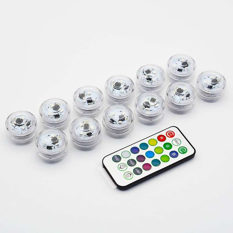 12pcs Wireless Colorful Led Car Interior Ambient Light Remote Control Battery Operated Vase Pool Po