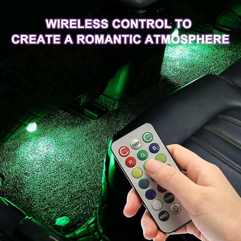 12pcs Wireless Colorful Led Car Interior Ambient Light Remote Control Battery Operated Vase Pool Po