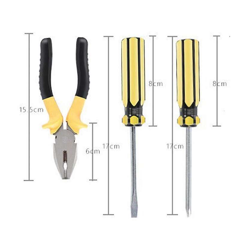 12pcs Universal Repair Kit with Plastic Toolbox with Wrench, Tape Measure and Screwdriver for Auto