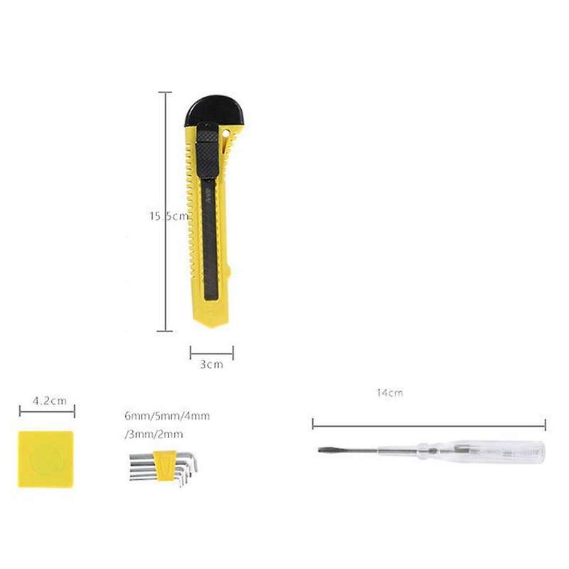12pcs Universal Repair Kit with Plastic Toolbox with Wrench, Tape Measure and Screwdriver for Auto