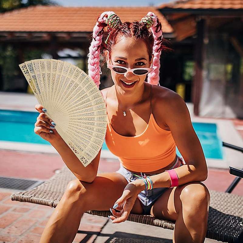12pcs Wooden Hand Fan,wood Folding Fans Bulk,vintage Chinese Fans, Hand Fan Foldable for Women,gifts