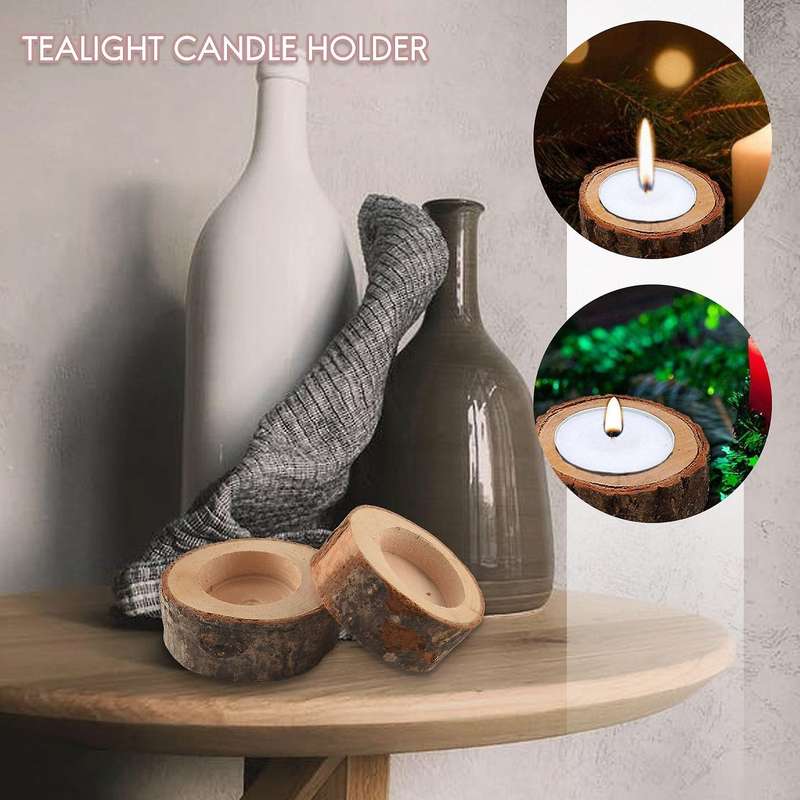 12Pcs Wooden Candle Holder,Votive Tealight Holder for Wedding Party for Table, Christmas Party Home