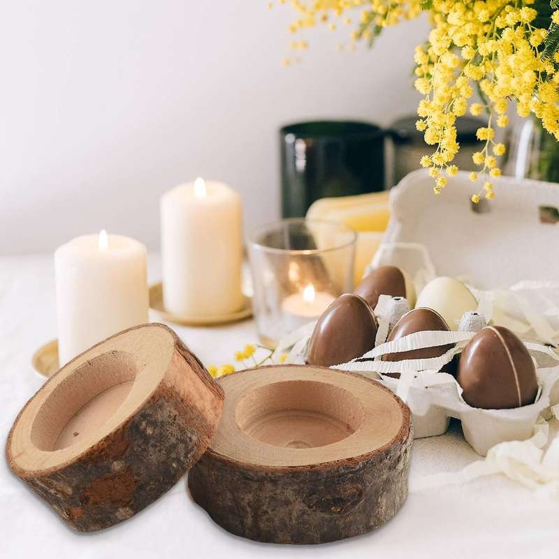 12Pcs Wooden Candle Holder,Votive Tealight Holder for Wedding Party for Table, Christmas Party Home