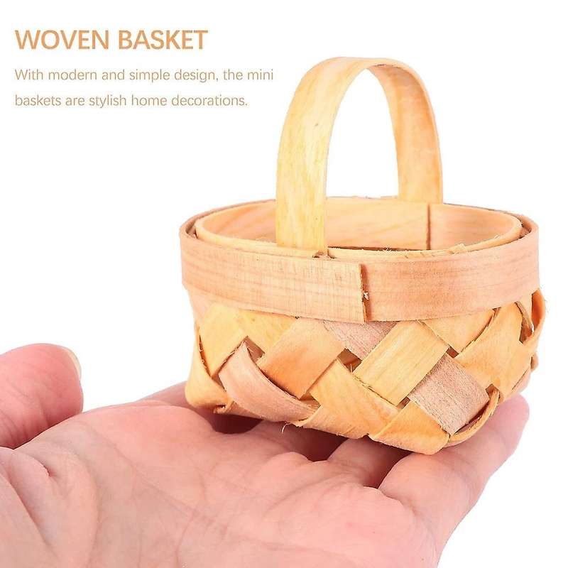 12Pcs Wood Chip Mini Baskets Manual Woven Baskets Ornaments Storage Box