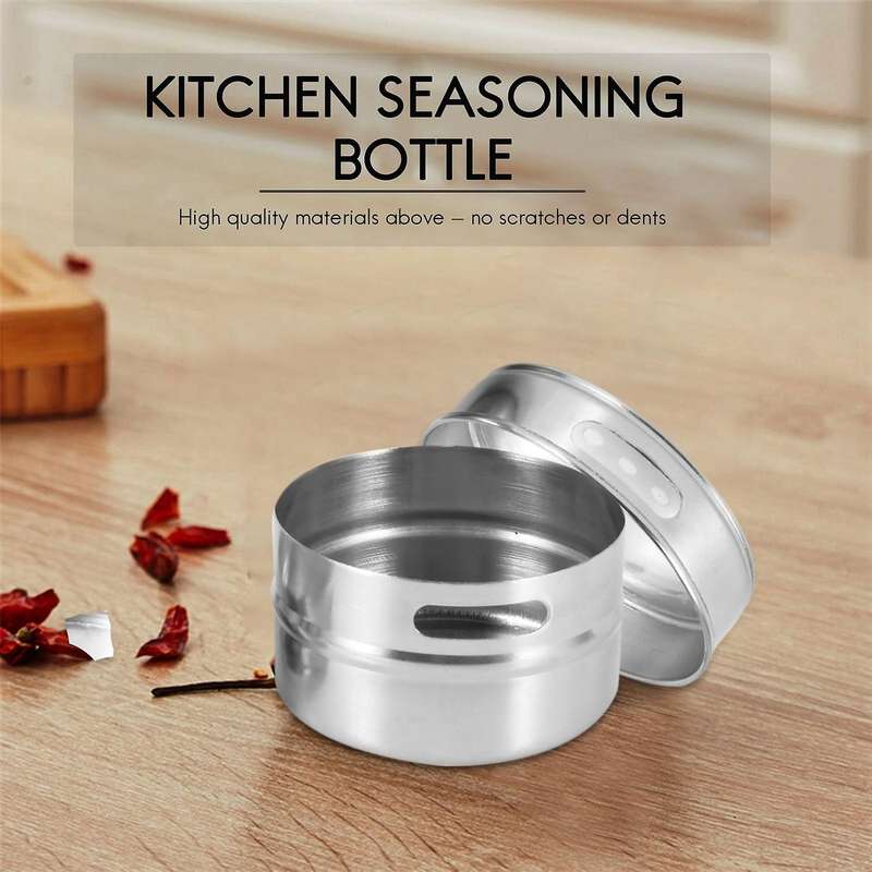 12pcs/set Clear Lid Magnetic Spice Tin Jar Stainless Steel Spice Sauce Storage Container Jars Kitch