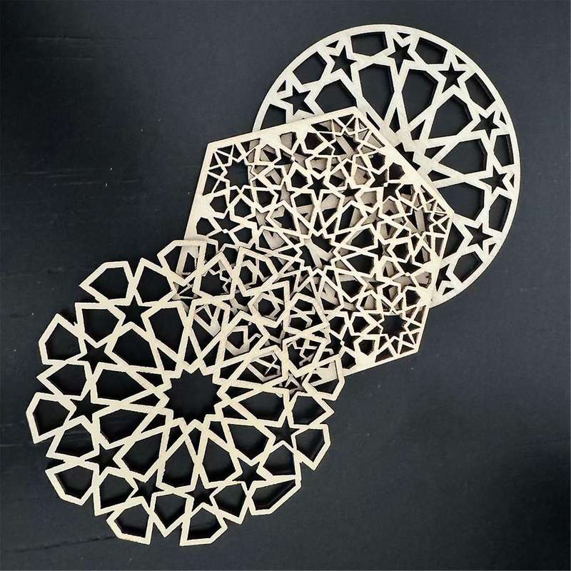 12PCS Wooden Coasters Drink Mug Pad Stackable Coffee Cup Placemats Hollow Cup Pads Tabletop Protecti