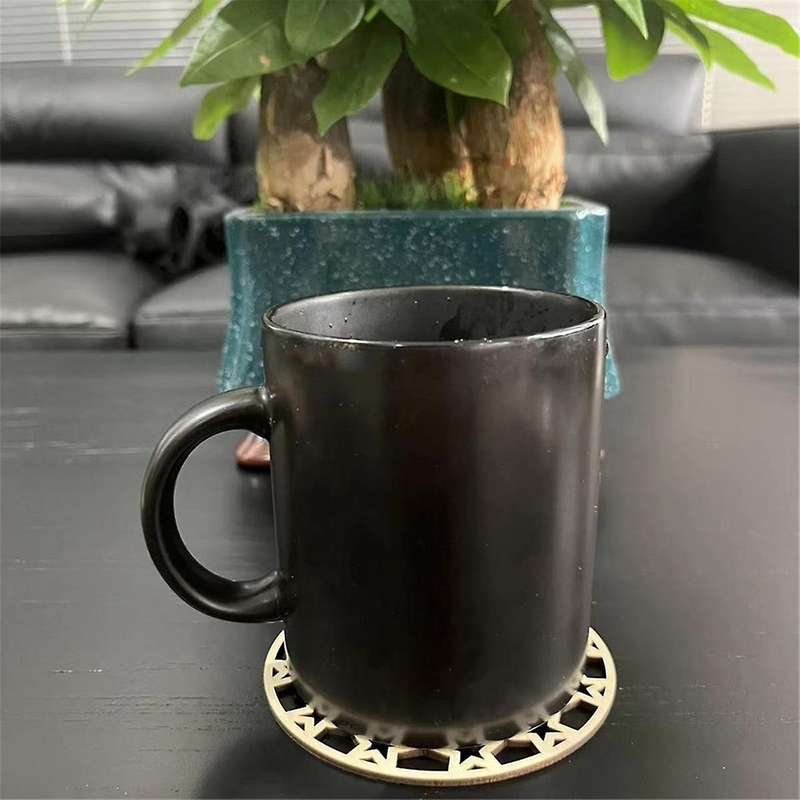 12PCS Wooden Coasters Drink Mug Pad Stackable Coffee Cup Placemats Hollow Cup Pads Tabletop Protecti