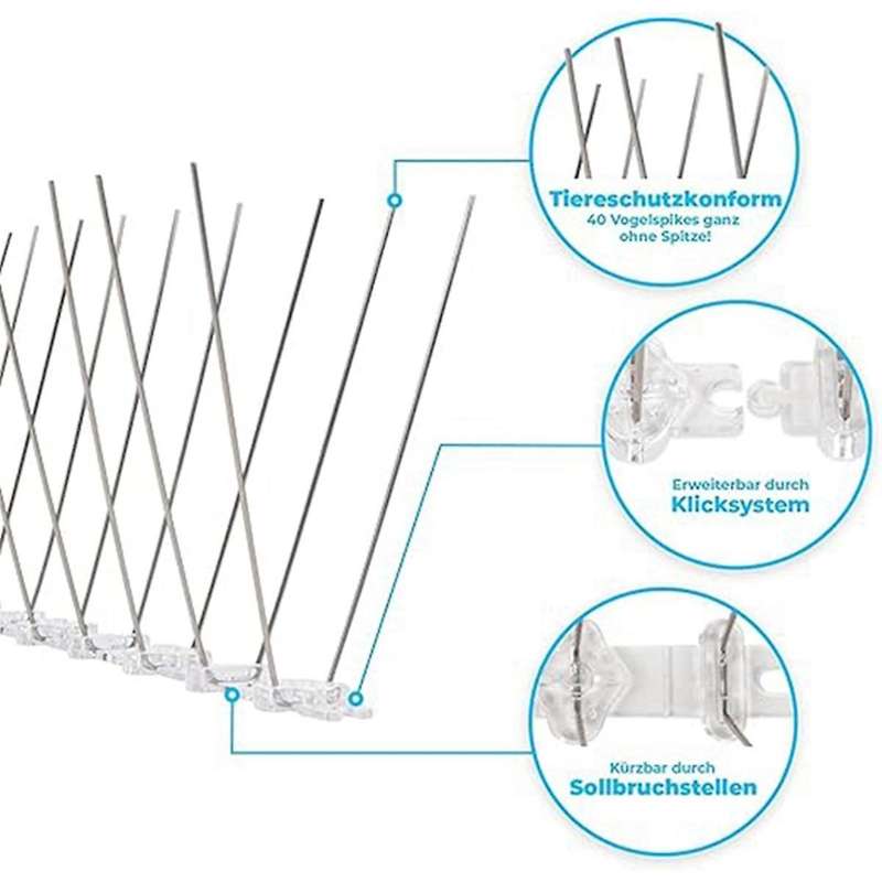 12-Piece Anti-Bird Fence Bird Nail Set, Bird Repellent Spikes, Balcony Bird Repellent, Spikes to Pre