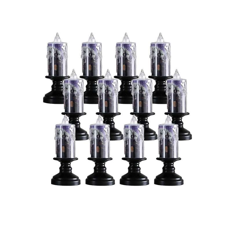 12pcs/set Halloween Decoration Castle Candlestick Light Led Electronic Candle Light Horror Night Lig