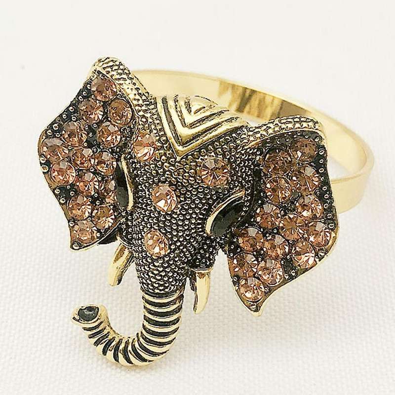 12Pcs/Set Vintage Elephant Napkin Buckle Diamond Animal Napkin Ring Napkin Ring Holder Wedding Party