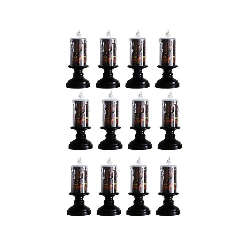 12pcs/set Halloween Decoration Pumpkin Candlestick Light Led Electronic Candle Light Horror Night Li