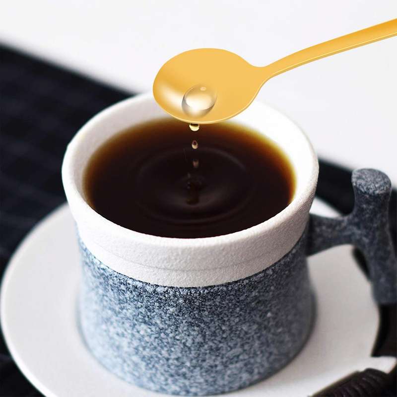 12pcs/Set Shape Coffee Spoon Stainless Steel Dessert Spoon(gold)