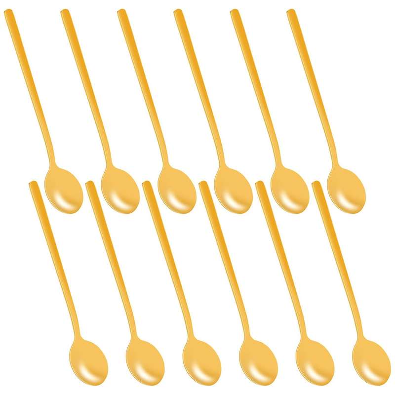 12pcs/Set Shape Coffee Spoon Stainless Steel Dessert Spoon(gold)