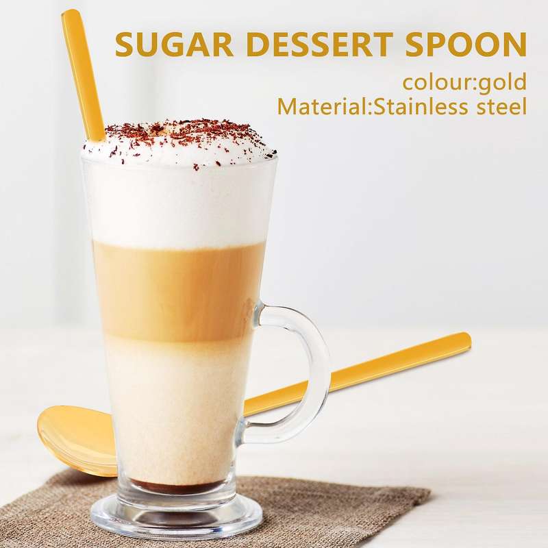 12pcs/Set Shape Coffee Spoon Stainless Steel Dessert Spoon(gold)