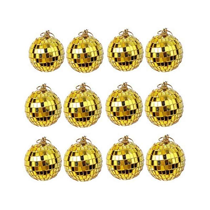 12-piece Mirror Disco Ball Decoration, Party Or Dj Lighting Effects, , Stage Props (2 Inches, Gold)