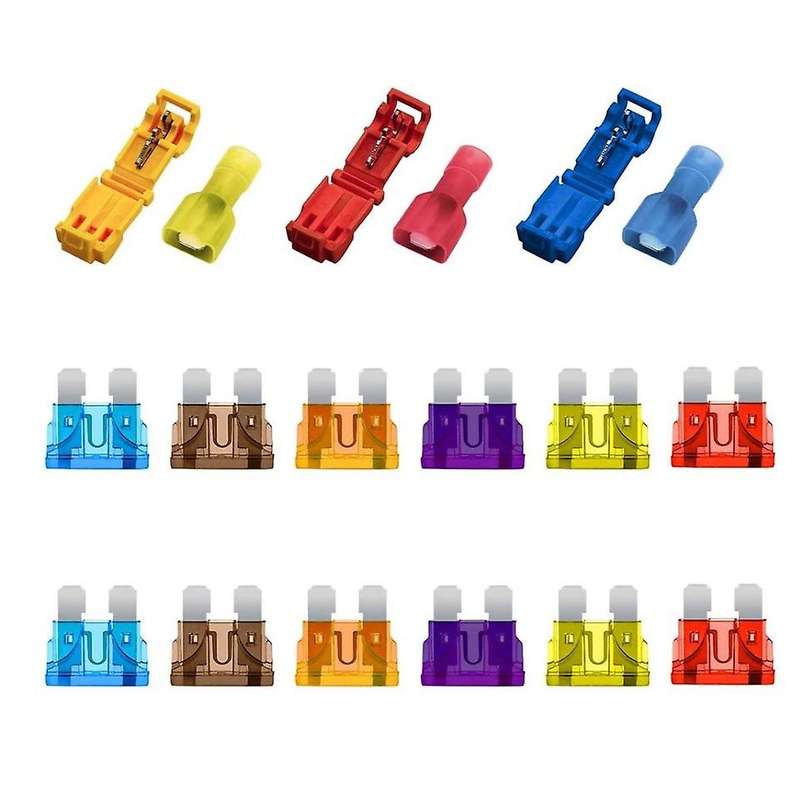 12V / 24V Medium Add-A-Circuit Fuse Tap Back Blade Fuse Holder Kit with Wire Harness Adapter Fuse Se