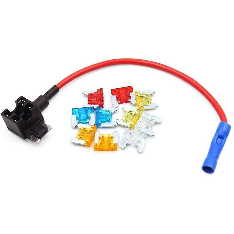 12V / 24V Medium Add-A-Circuit Fuse Tap Back Blade Fuse Holder Kit with Wire Harness Adapter Fuse Se