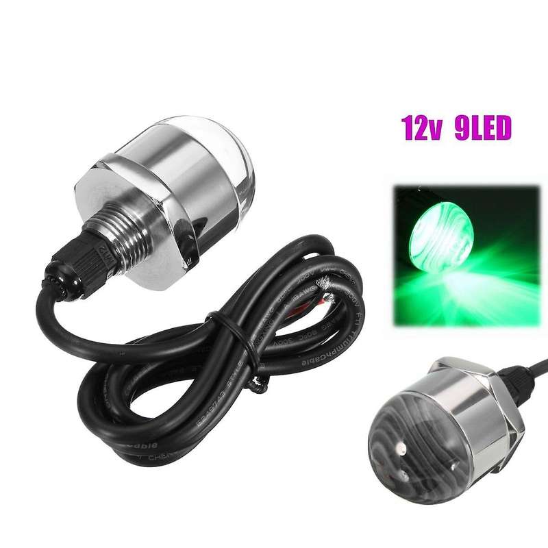 12V 1/2Inch NPT Underwater 9 LED Drain Plug Light M12 x 1.25 Stainless Steel Marine Underwater LED L