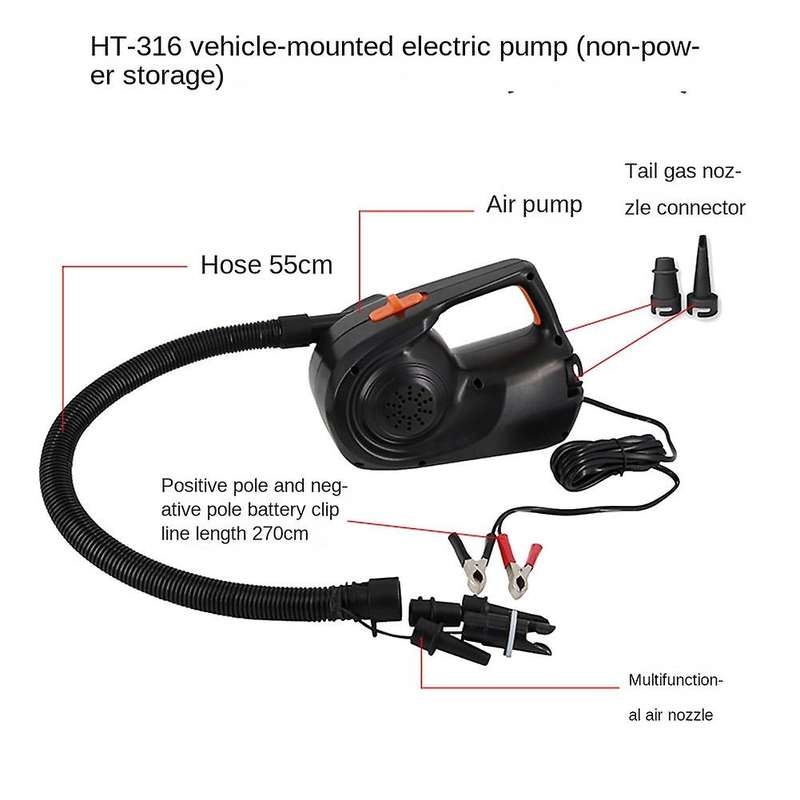 12V 100W Car Rechargable Pump Electric Inflatable Air Pump for Kayak Boat Swimming Pool Air Cushions