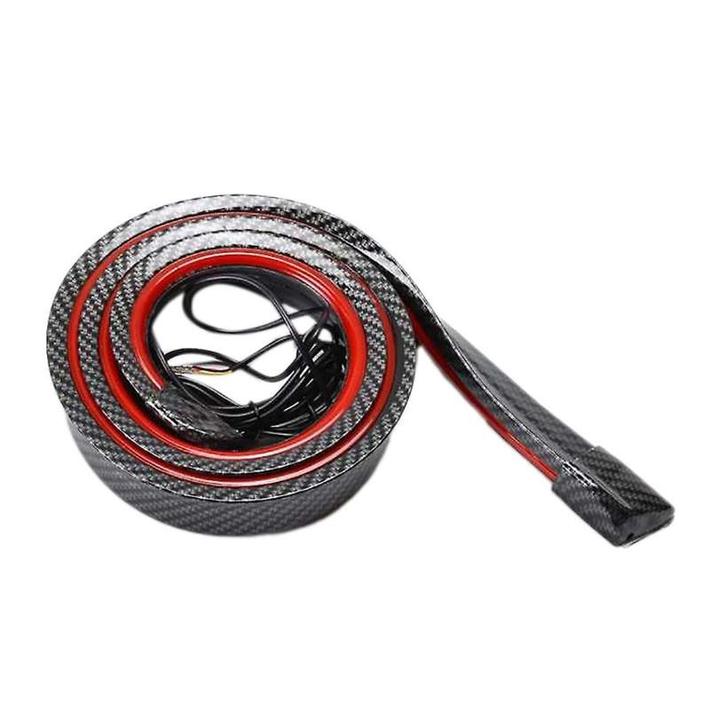 12V 120cm Car Carbon Rear Spoiler LED Light Bar Red Running Turn Signal Brake Reverse Backup Tail Li