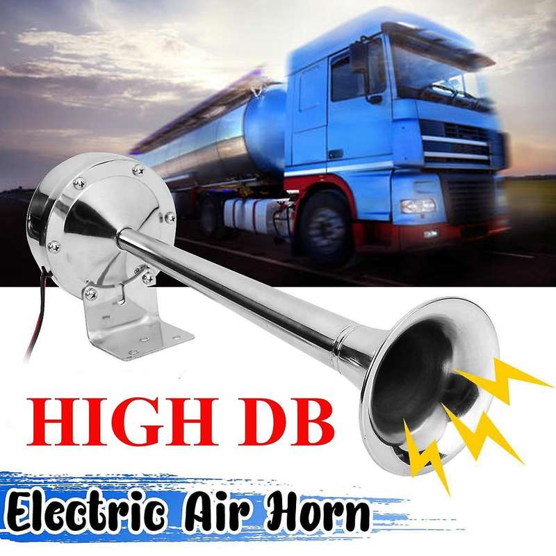 12V 125DB Air Horn Kit Stainless Steel Single Trumpet Air Horn Compressor for Car Vehicle Truck Trai