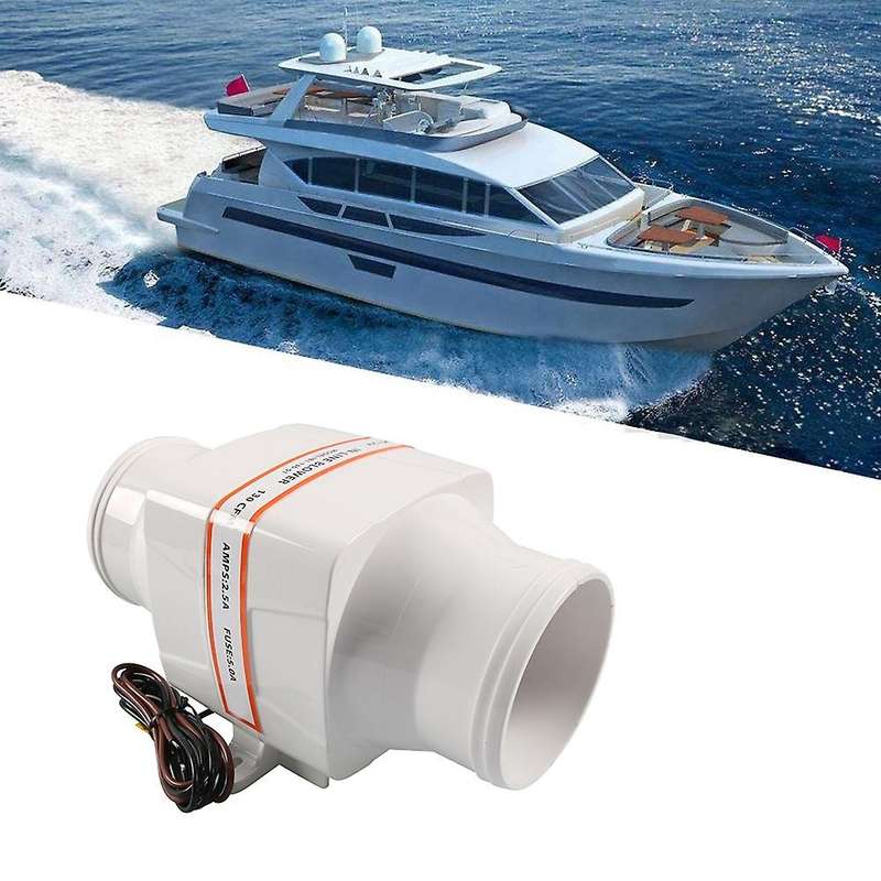 12V 130 CFM Boat Blower 3 Inch in-Line Marine Bilge Air Blower Fan Quiet Blower Vents 4 Leaves