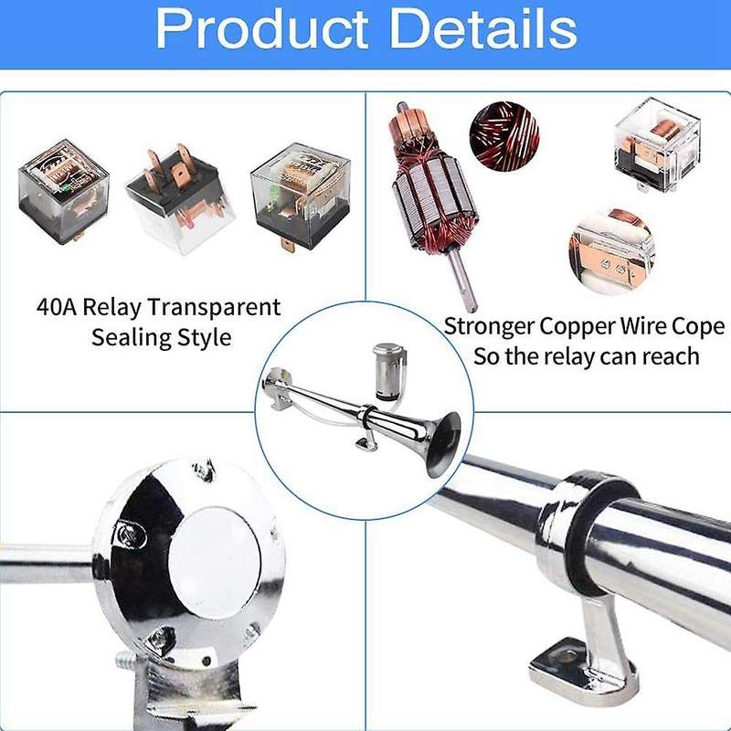 12V 150Db Air Horn Kit,18 Inches Single Trumpet Train Air Horn with Compressor for Car Vehicle Truck