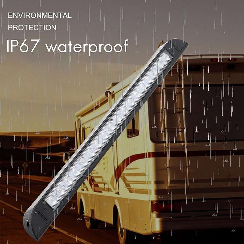 12V 18LED 9W Awning Porch Light Lamp with Press Switch Car Lights Strip Bar for Camping Caravan Truc