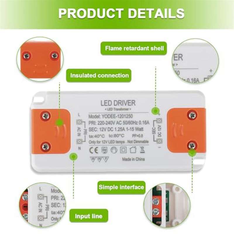 12V 15W LED Transformer LED Low Voltage Transformer No Noise LED Driver Power Supply for G4 MR16 MR1