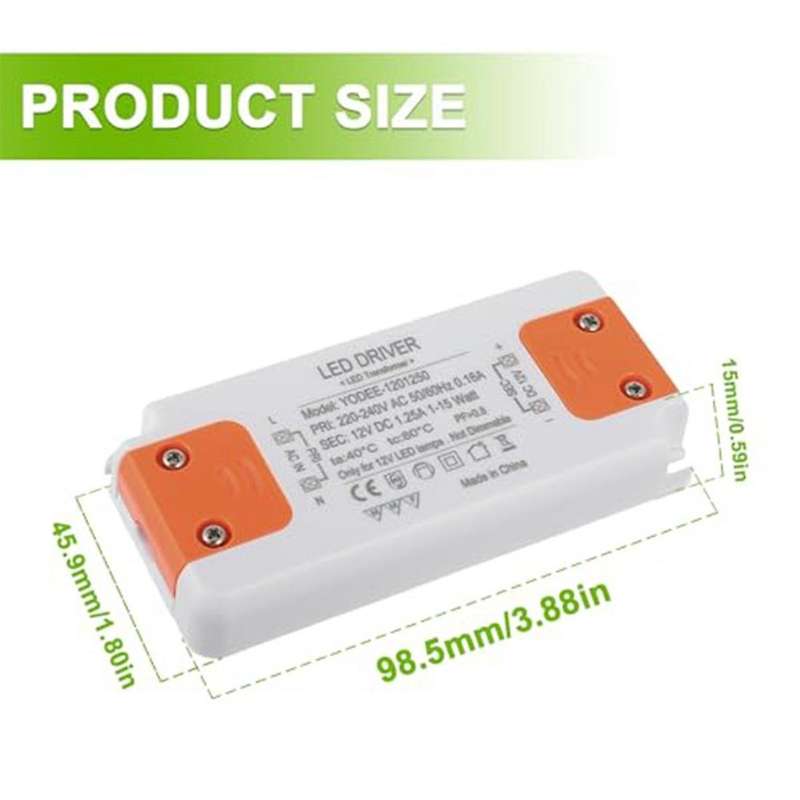 12V 15W LED Transformer LED Low Voltage Transformer No Noise LED Driver Power Supply for G4 MR16 MR1
