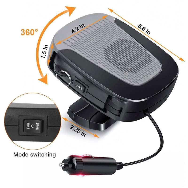 12v 150w Car Heater Portable Car Heater Fast Heating & Cooling Fan 2-in-1 Modes Windshield Defogger