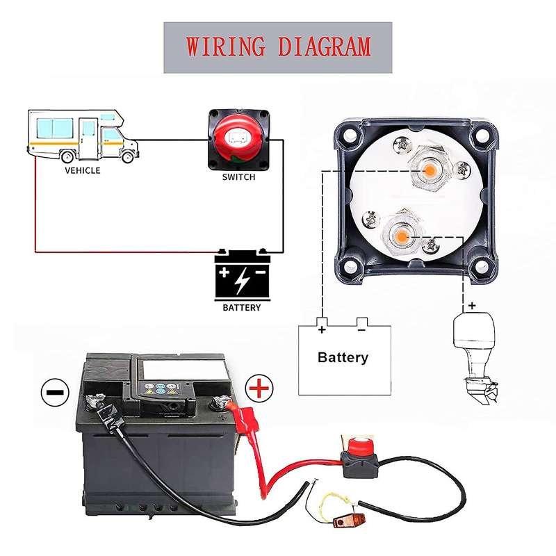 12V 24V 48V Battery Disconnect Switch, RV Master Isolator Cut Off Switch for Marine Boat Car Truck R