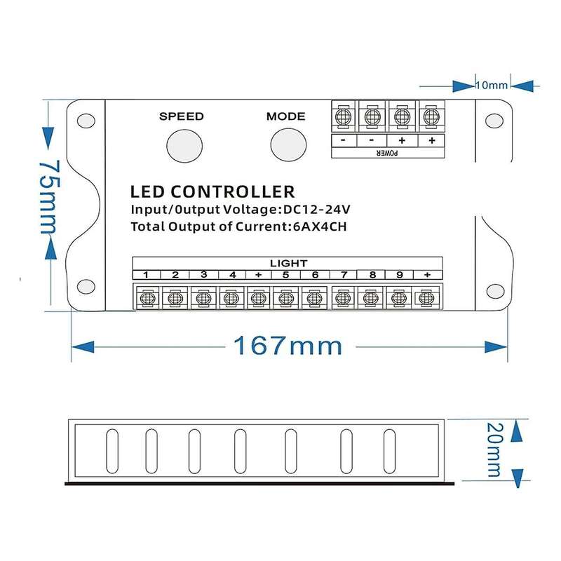 12V 24V DC 4CH 9 Channels Separate Led Strip Tape Controller Jump Water Burst Flash Horse Sign Lumin