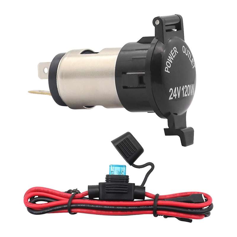 12V 24V 120W Socket Waterproof for Motorcycle Boat Car Socket Plug with 60CM Fuse & Wire