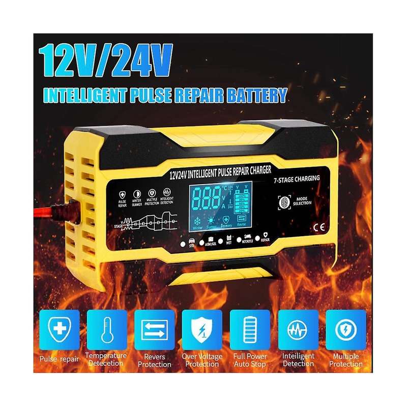 12v 24v Fully Automatic Smart Charger 10ahigh Power Portable Car Motorcycle Battery Charger for Batt