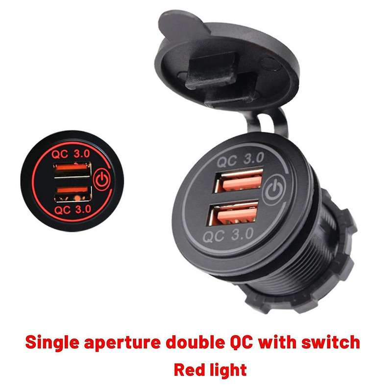 12v 36w Quick Charge 3.0 Dual Usb Car Charger Usb Fast Charger with Switch for Boat Motorcycle Truc