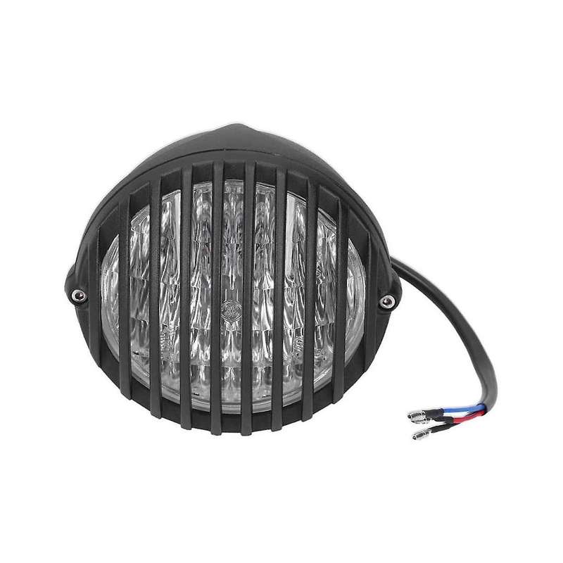 12v 5 Inch Grille Headlight Grill Headlight M10 Bolt Mount Motorcycle Suitable for All Retro Motorc