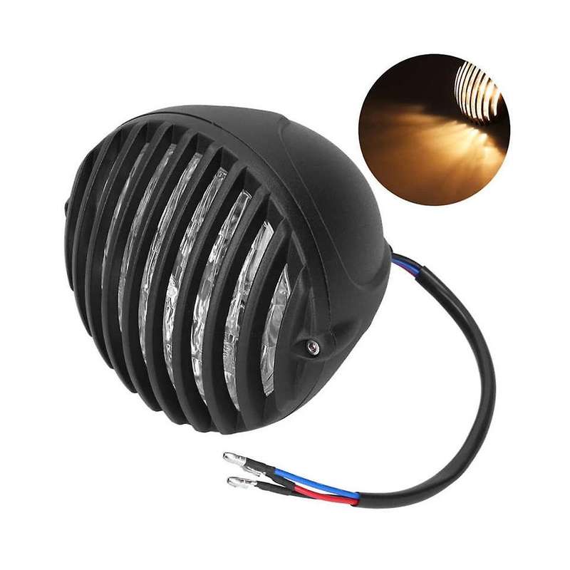 12v 5 Inch Grille Headlight Grill Headlight M10 Bolt Mount Motorcycle Suitable for All Retro Motorc