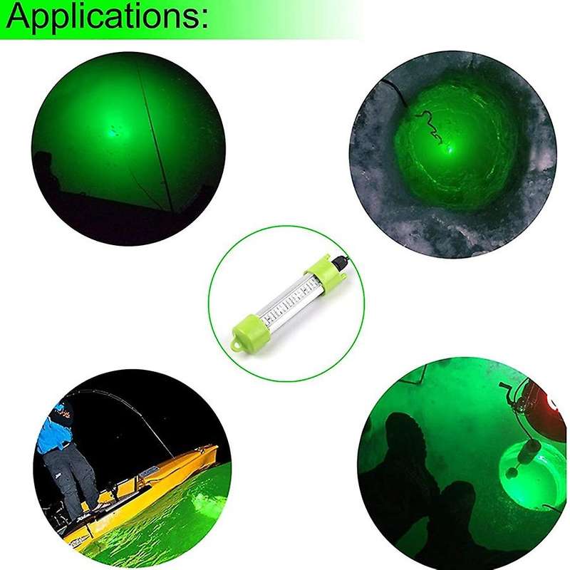 12V 45W Underwater Fishing Light Green Attractants Fishing Finder Light with Battery Clip and Lighte