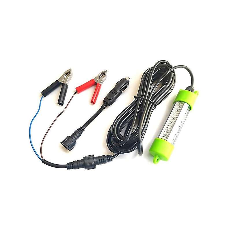 12V 45W Underwater Fishing Light Green Attractants Fishing Finder Light with Battery Clip and Lighte