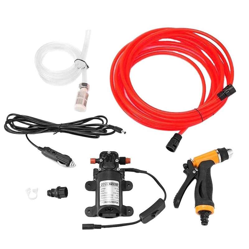 12V 80W Car Washer Portable Water Pump Kit Sprayer Cleaner Hose Van High Pressure for Car Home Garde
