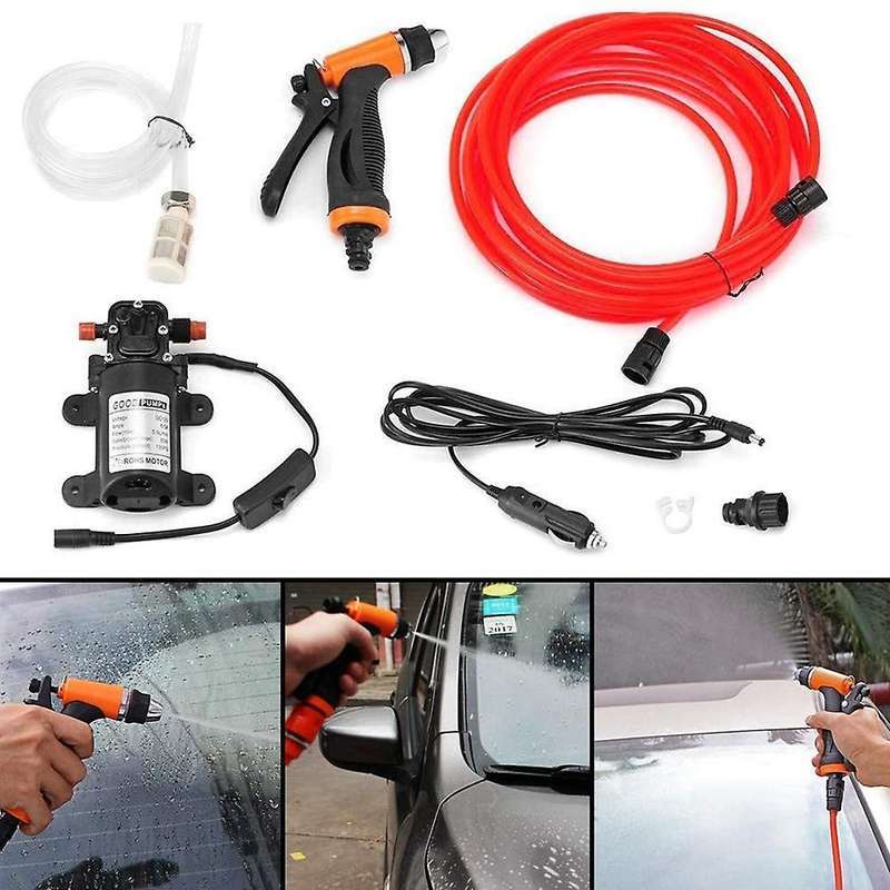 12V 80W Car Washer Portable Water Pump Kit Sprayer Cleaner Hose Van High Pressure for Car Home Garde