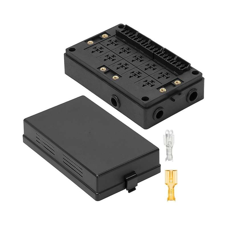 12v Automotive Fuse Relay Box Universal Block for Car, Truck - 10 Slot Style Relay Holder, 15 Slot A