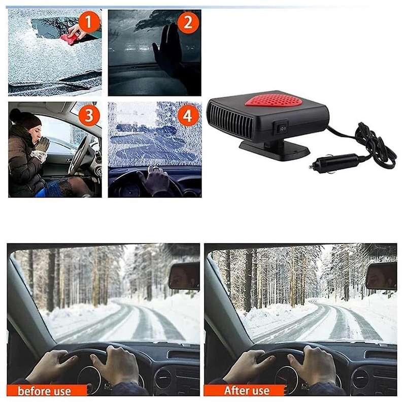12v Car Fan Heater,500w Car Defroster for Windshield,hot and Cold Car Cooling Fan with Lighter Socke