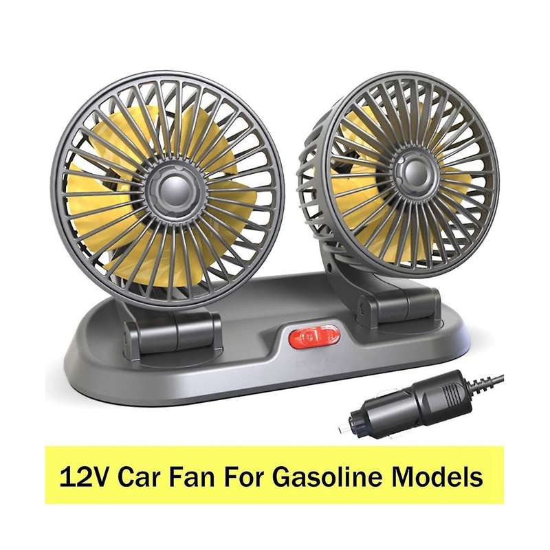 12v Car Fan Double Head Fan Portable Auto Cooling Fan Cooling Big Wind Electric Fan Car Folding Fan