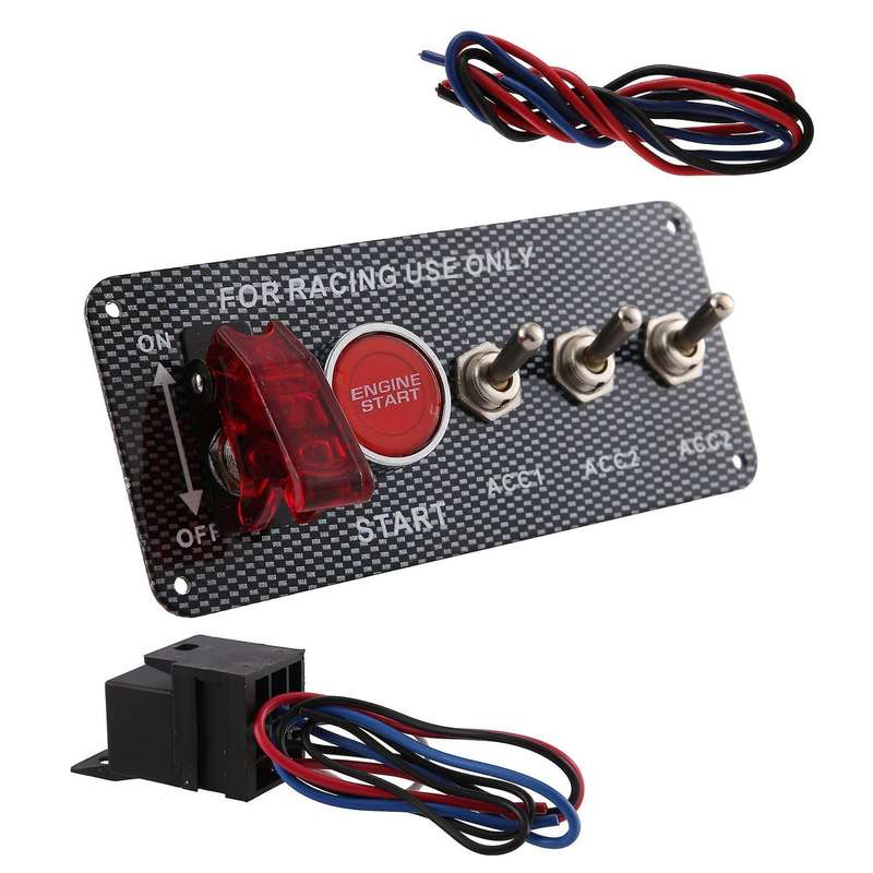 12V Car Ignition Switch Engine Start Push Button 3 Toggle Racing