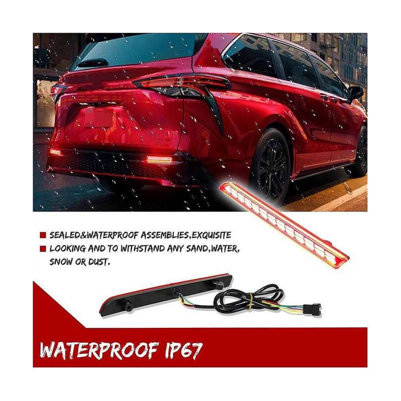 12v Car Led Rear Bumper Reflector Lights for Sienna 2021 2022 Car Driving Turn Signal Brake Light