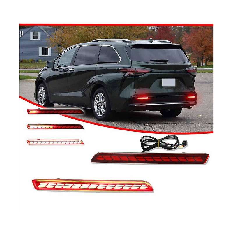 12v Car Led Rear Bumper Reflector Lights for Sienna 2021 2022 Car Driving Turn Signal Brake Light