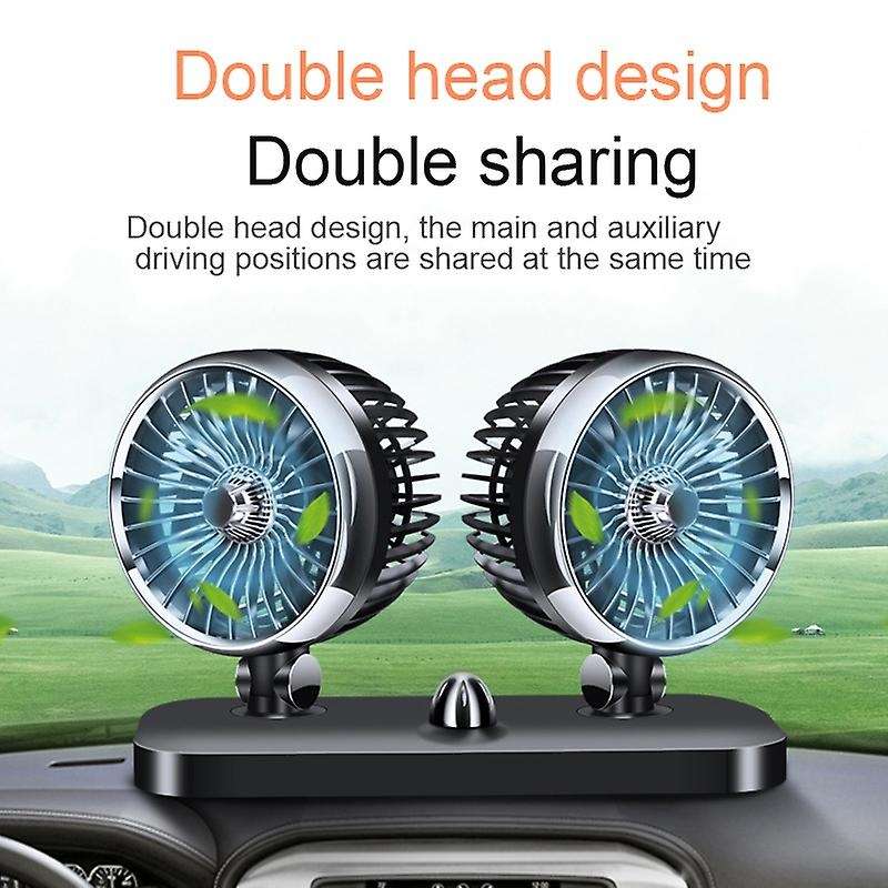 12V Car Portable Double-Headed Electric Air Fan Adjustable Suction Cup Fan Cooler Strong Wind Vehicl
